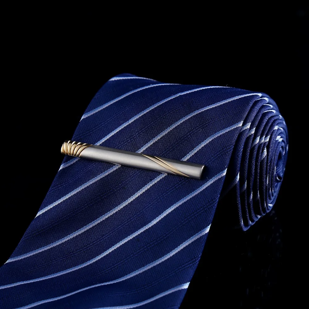 Tie Clip Tie Clips For Men Gold/Silver Plated Tie Pin Unique Design Box Pins Bar Company Meeting Banquet Suit Appointment QiQiWu