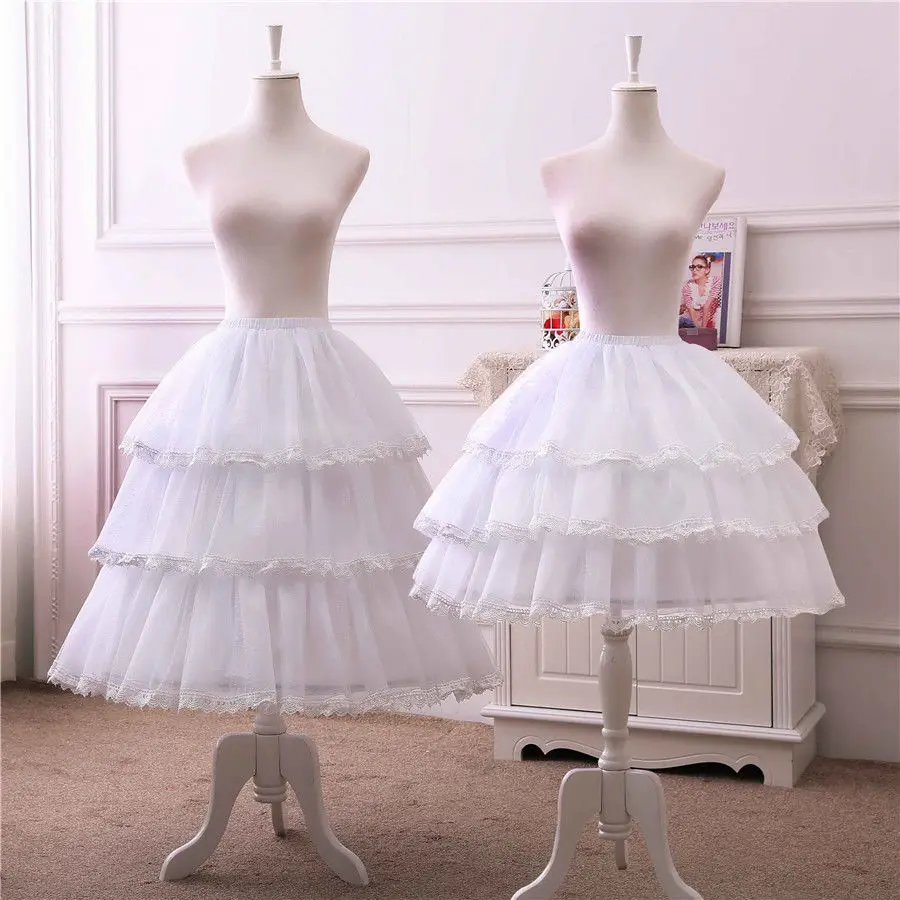 

Lolita Crinoline Underskirt Women Adjustable Length White Chiffon Skirt A-line Long Petticoat Bustle Pannier