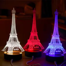 3D Creative USB Tower Desk Table Night Light Bedroom Touch Sensor LED Lamp