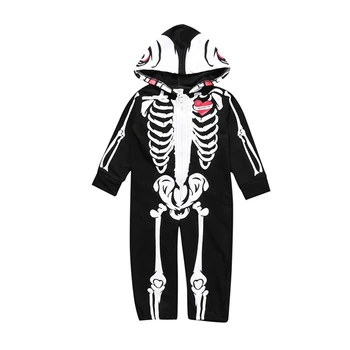 

Baby Rompers Loog Sleeve Spring Cotton Hooded Infant Jumpsuit Novelty Baby Boys Girls Clothes Cosplay Costume Human Skeleton