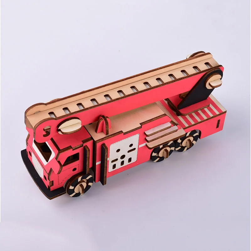Пожарная машина деревянный набор для моделирования DIY 3D игрушки детей