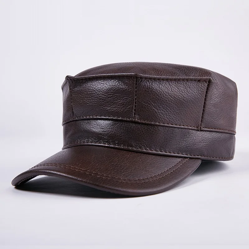 Мужская шапка из натуральной кожи, высокое качество, натуральная кожа, плоская теплая шапка, шапки для отдыха, шапки для мужчин и женщин, B-7202