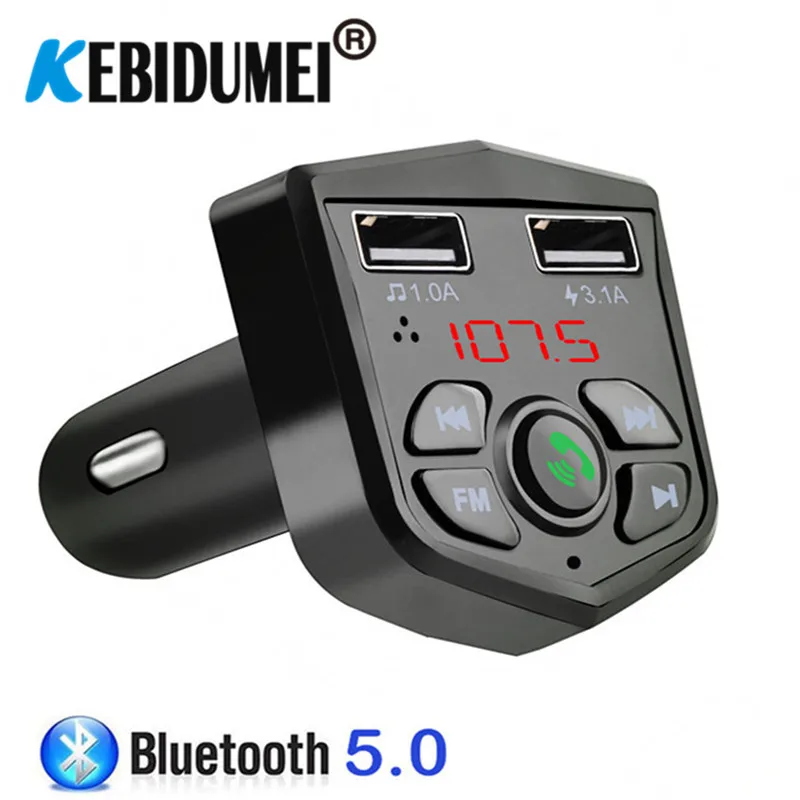 

3.1A Dual USB Charger Bluetooth FM Transmitter Handsfree Car kit Wireless MP3 audio Receiver U-Disk TF card reading music device