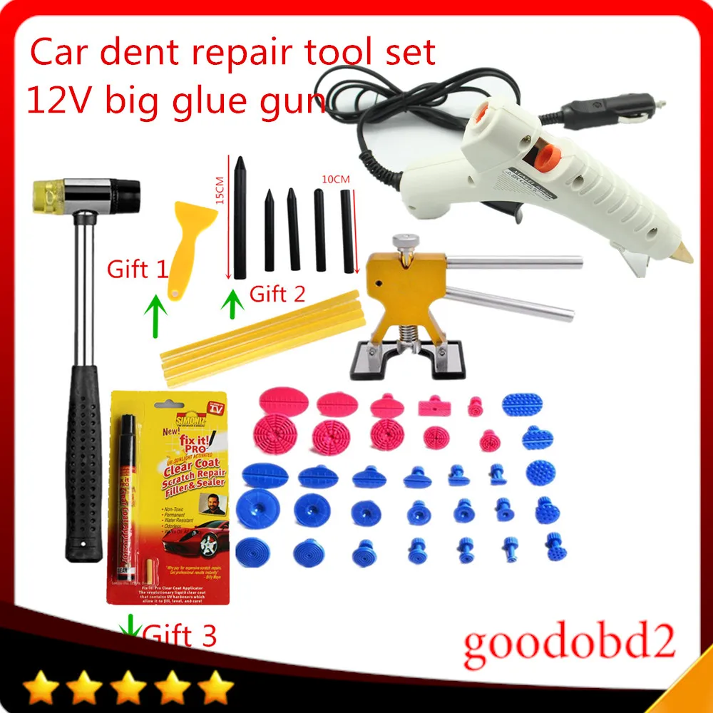 

Car PDR Tools Dent Removal Paintless Dent Repair Tools Dent Puller Hand Tools set Automotive Door Ding repair with 12V glue gun