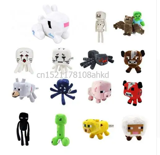 

15 Styles Big Size Minecraft Plush Stuffed Toys 14-60cm Minecraft Steve Enderman Wolf Enderdragon Spider Plush Toy Gift for Kids
