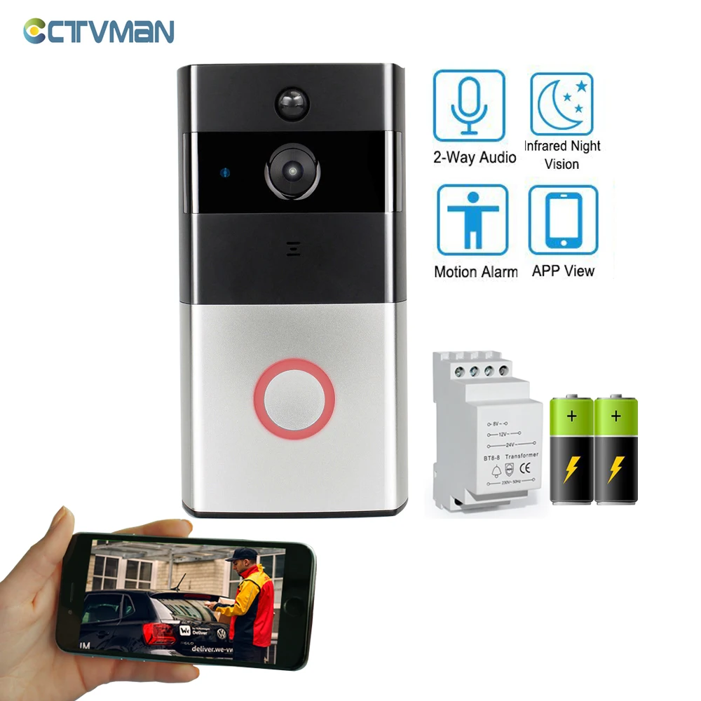 

CTVMAN Doorbell Camera WIFI Video door bell Wireless Intercom Doorbell IP Door Security Camera PIR Alarm Push Two Way Audio