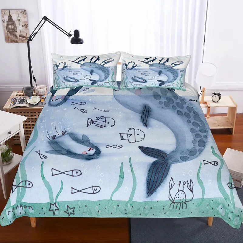 

Fanaijia 3d Cartoon Narwhal Duvet Cover Set animal luxury Bedding Set queen size king comforter set
