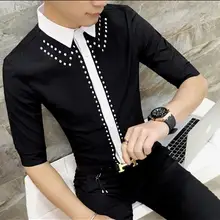 Хит, костюм для ночного клуба, мужская Тонкая рубашка с принтом, рукав три четверти, рубашка для ведущего певца, одежда для сцены