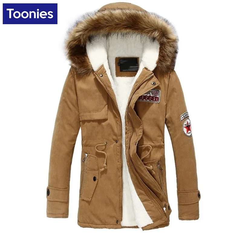 Winter Warm Thicken Cotton padded Jacket Men Fur Collar Men s Parka Coat Long Sleeve Large