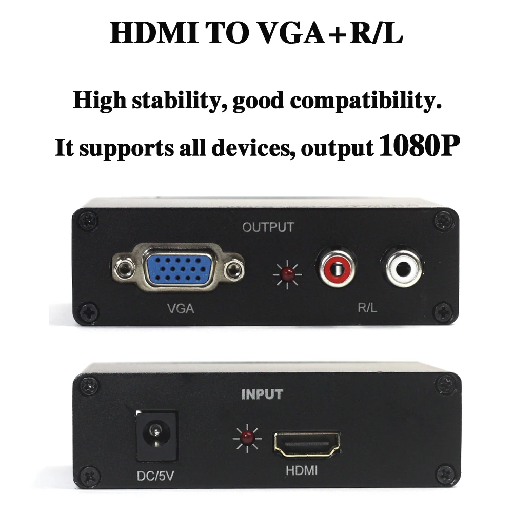 AIXXCO HDMI إلى محول VGA مع الصوت/R/L HDMI2VGA 1080 P موصل لأجهزة الكمبيوتر المحمول إلى HDTV التلفزيون مربع العارض HDMI2 محول VGA AIXXCO HDMI إلى محول VGA مع الصوت/R/L HDMI2VGA 1080 P موصل لأجهزة الكمبيوتر المحمول إلى HDTV التلفزيون مربع العارض HDMI2 محول VGA