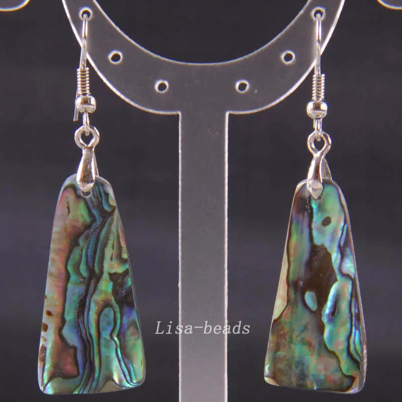 

Free Shipping Women Jewelry Natural Blue New Zealand Abalone Shell Beads Dangle Earring 1Pair U263