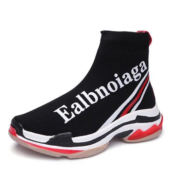 

Lovers Running Shoes High-top Boots Elastic Men's Vintage Triple S Slip-on Graffiti Tide Platform footwear Walk Stability Shoes
