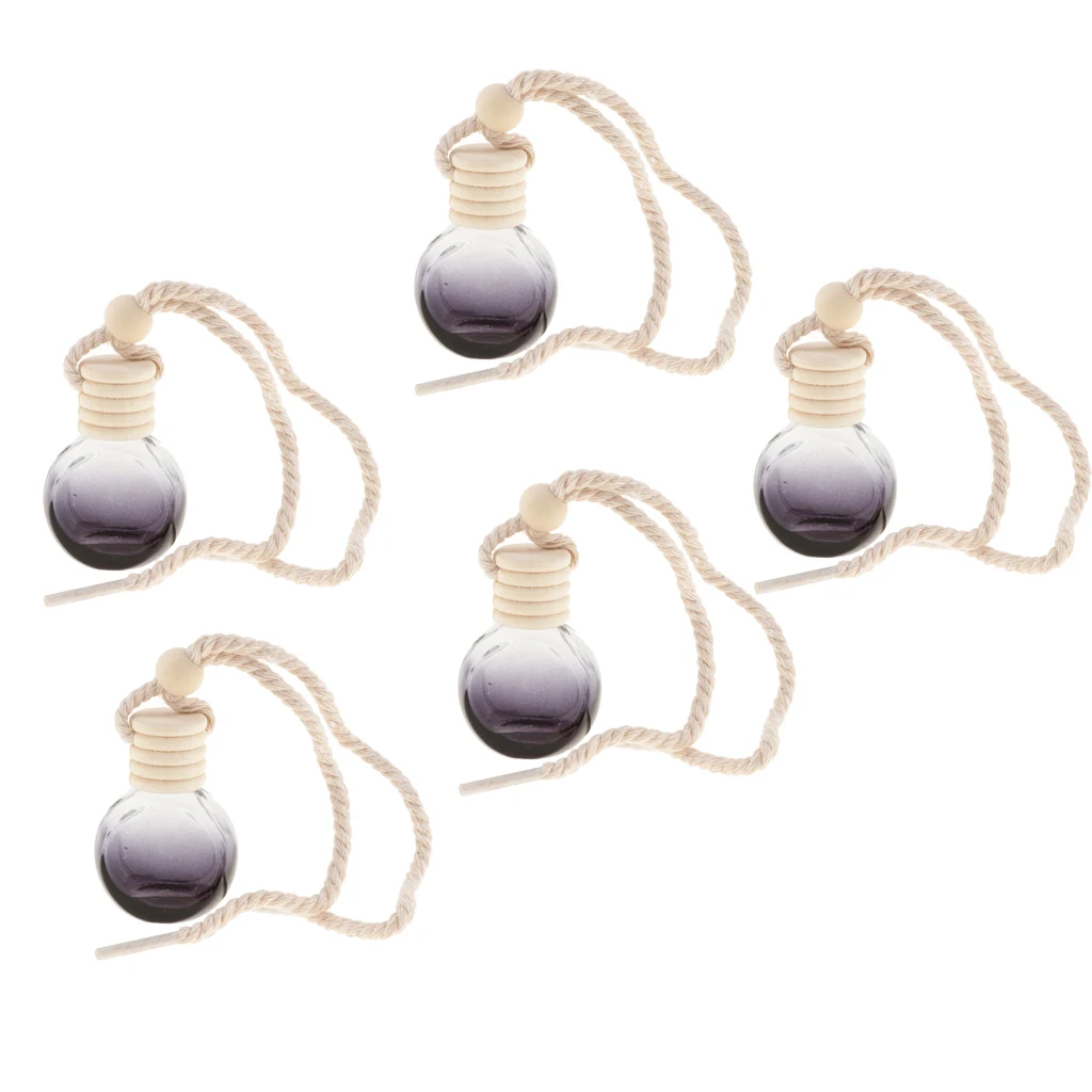 5 Pieces 10ml Empty Perfume Bottle Pendant Car Hanging Ornament Home Decor Round