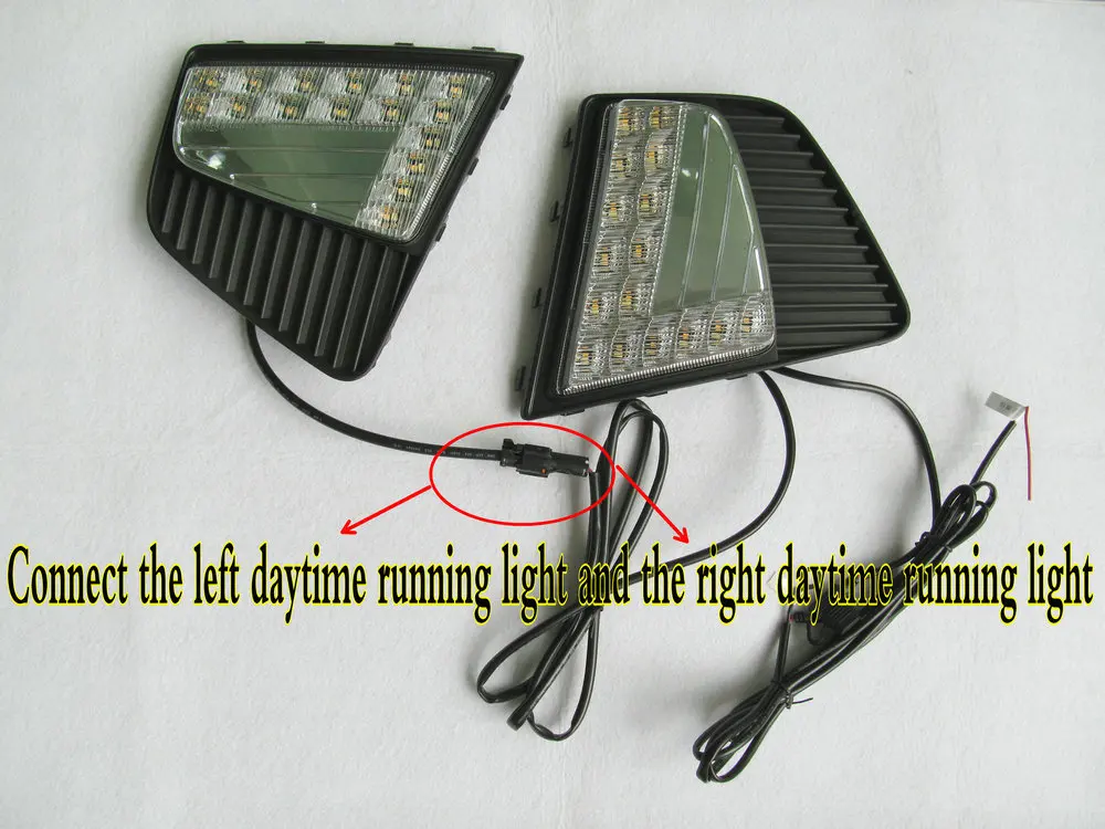 1 Pair LED DRL For Hyundai Creta IX25 LED Daytime Running Light fog DRL with yellow turning signal lamp