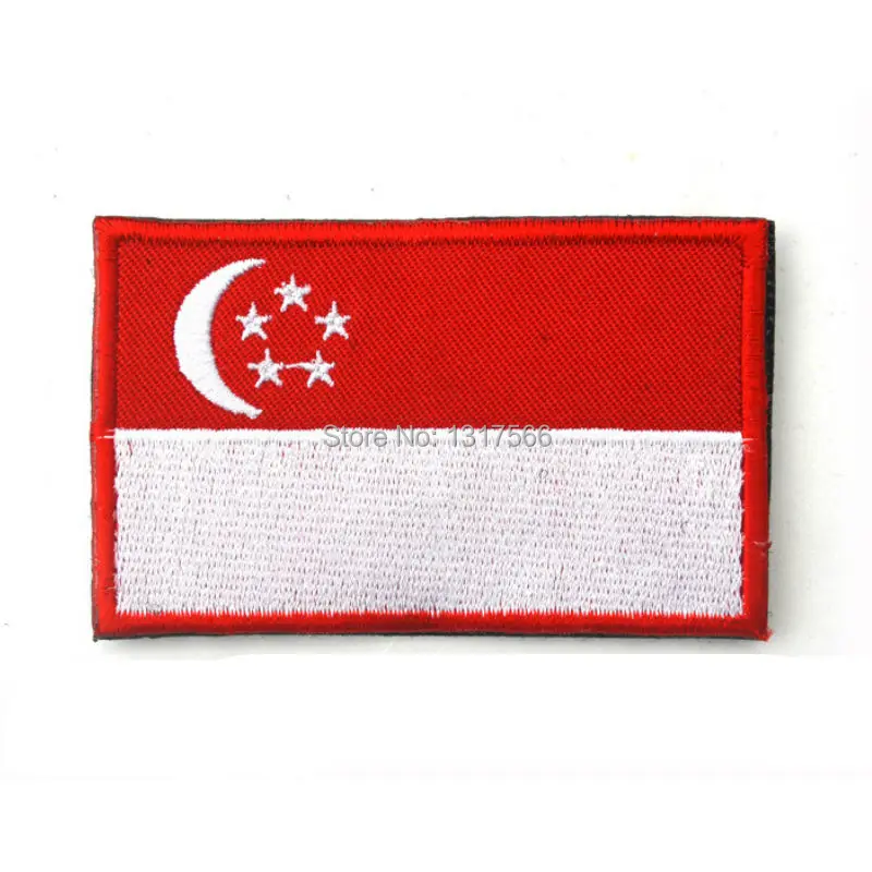 

Flag of Singapore Embroidered Badge Military Tactical Clothing Backpack Caps Badges Patches Fabric Armband Stickers