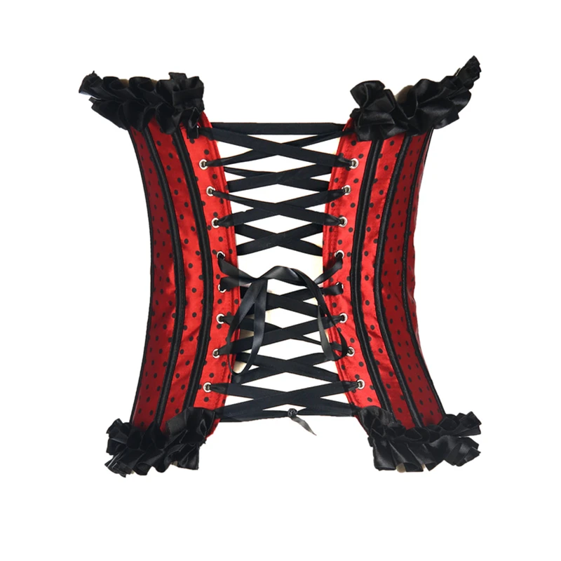 Bows Ruffles Small Dots Satin Corset S-XXL