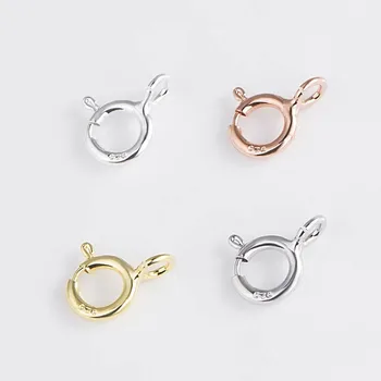 

5pcs Round Spring Buckle Silver 925 Necklace Chain Clasp Bail Clip Bracelet Connector Hook Linker for DIY Jewelry Making Finding