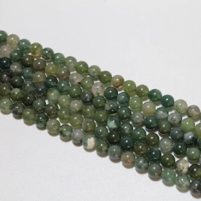

Baihande Natural Moss Agate Onyx Stone 4 6 8 10 12mm Round Green Gemstone Loose Beads For Necklace Bracelet DIY Jewelry Making