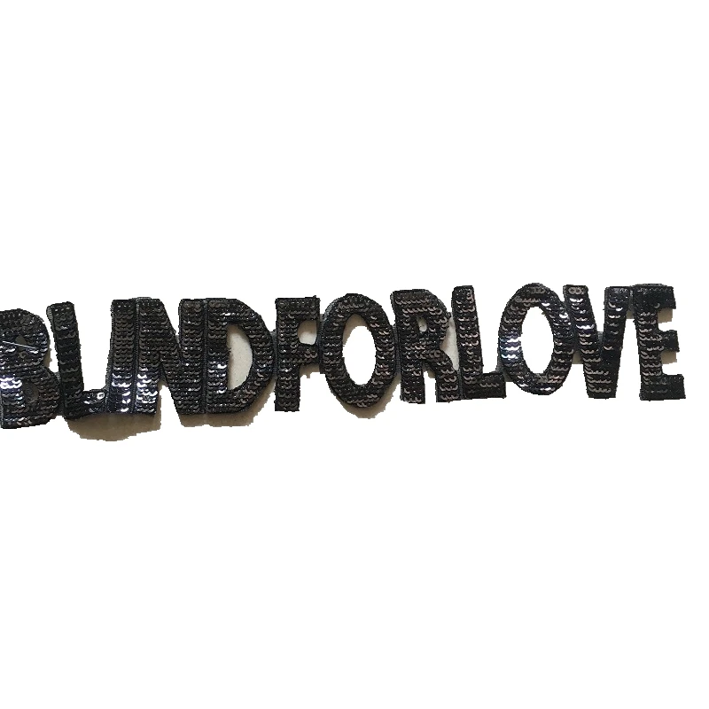 1 шт "Штора для любви" "Голливуд" Блестки полоски аппликационная нашивка с вышивкой утюжок на заплатках - Цвет: Black BLINDFORLOVE