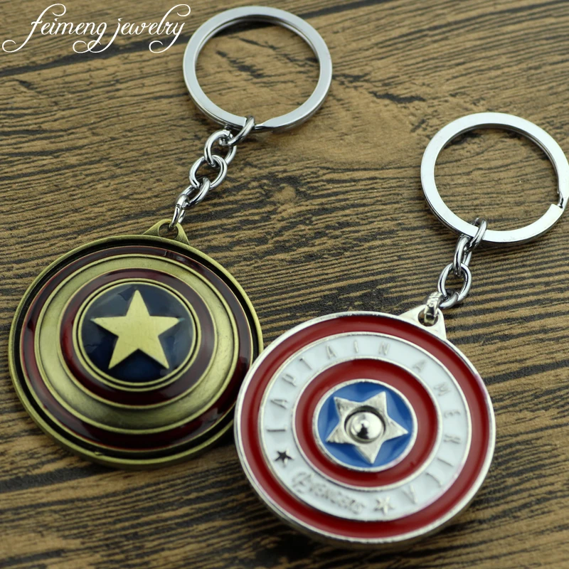 

The Avengers Captain America Keychain Superhero Rotatable Star Shield Pendant Keyring Fashion Car Key Chain For Women Men Gifts