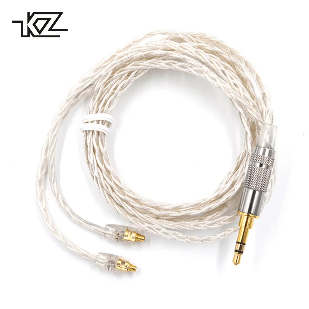 KZ MMCX earphone cable weaved silver upgrade braided earbud wire