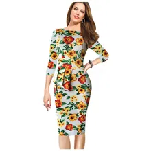 Дизайн, Европейский стиль, цветочный принт, женское элегантное офисное платье, офисное, повседневное, облегающее, высокое качество, платье-карандаш