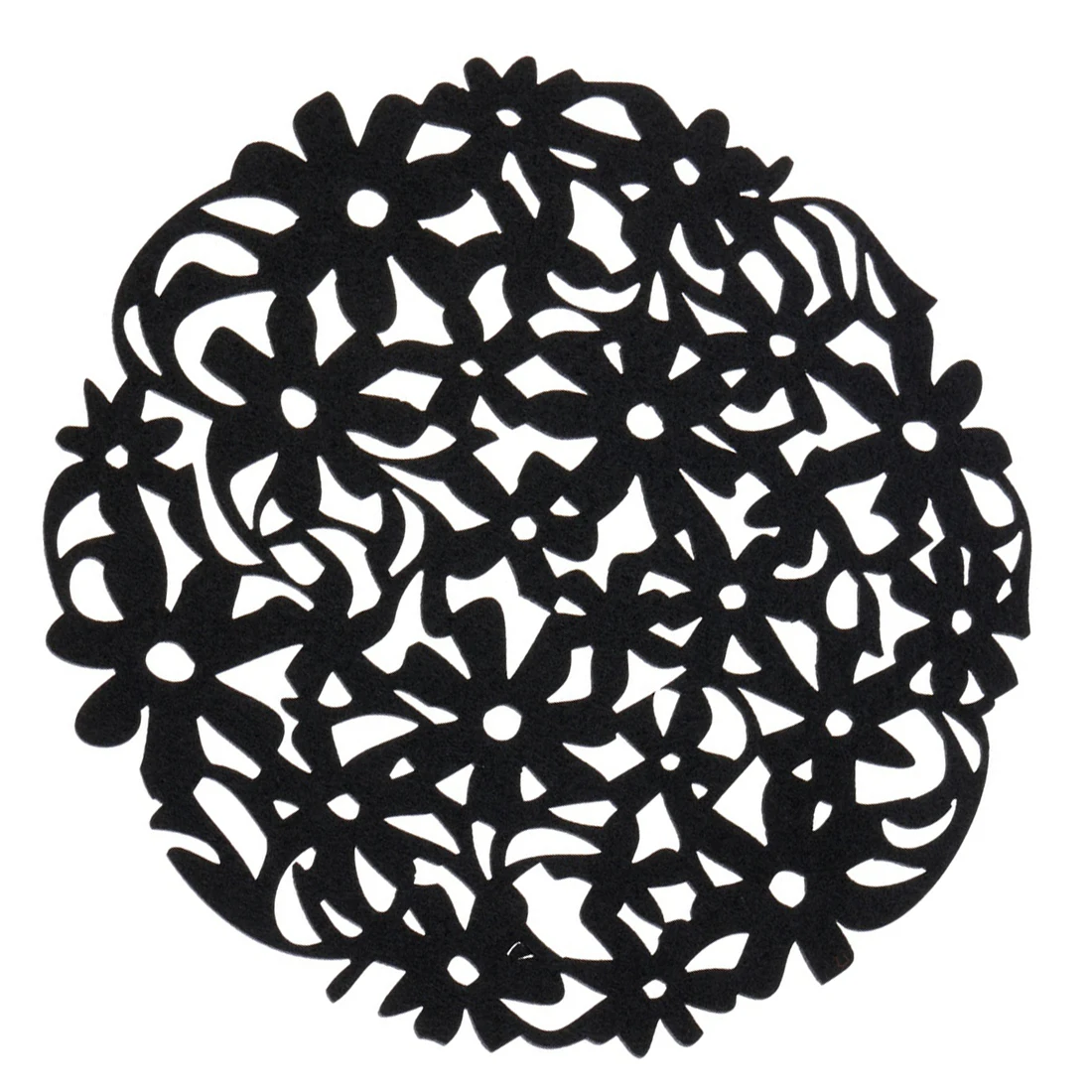 HOT SALE Round Laser Cut Flower Felt Placemats Kitchen Dinner Table Cup Mats Cushion Red