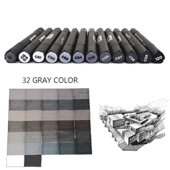 

STA 6/12 Grey Colors Art Markers Grayscale Artist Dual Head Markers Set for Brush Pen Painting Marker School Student Supplies