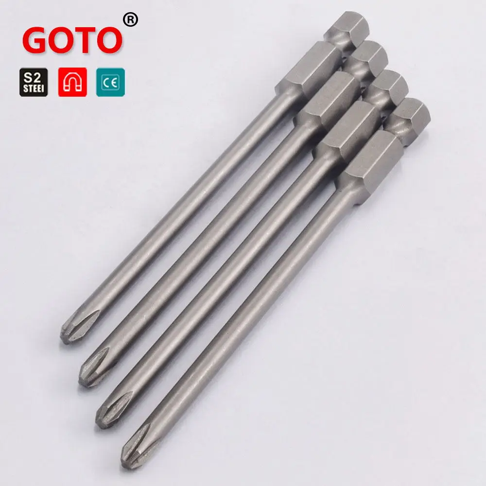 

GOTO 10Pcs SH1/4 Inch Screwdriver bits Phillips cross screwdriver bits PH2