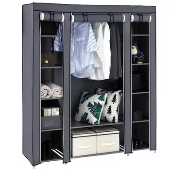 

69" Portable Clothes Closet Wardrobe Storage Rack Organizer with Non-Woven Fabric Steel Tube Easy to Assemble Durable Wardrobe