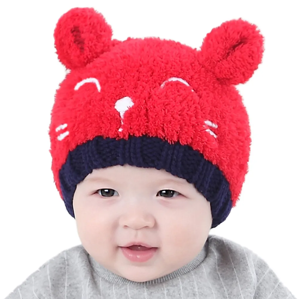 Зимняя теплая шапка унисекс для новорожденных мальчиков и девочек, хлопковая Мягкая Милая шапка бини для маленьких мальчиков и девочек, Новое поступление, одежда