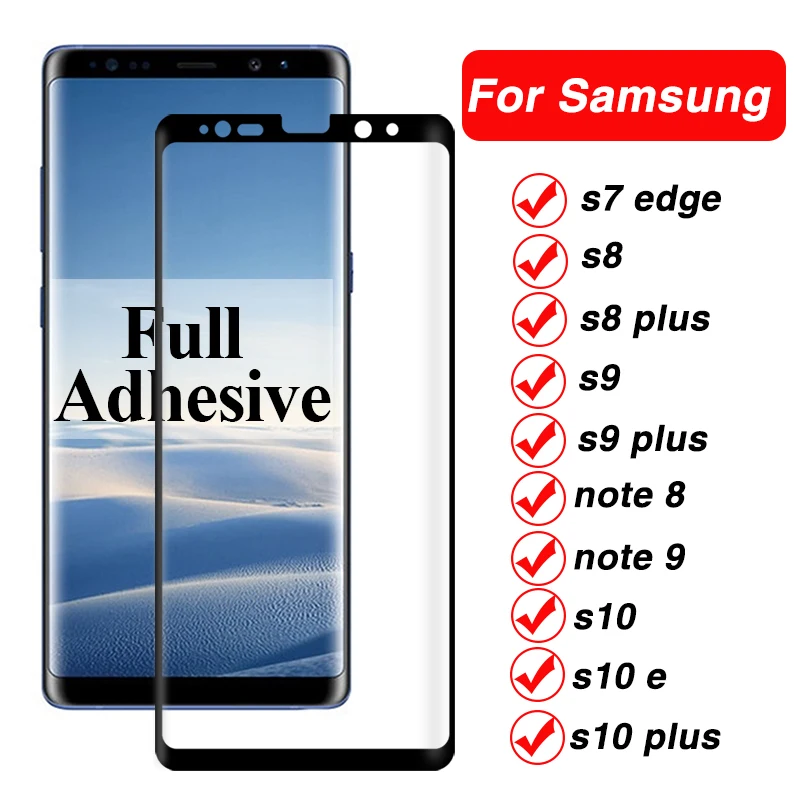 3d полный клей для samsung s8 s9 s10 plus glaxay s10e s7 edge note 8 9 s10plus s 10 защитная пленка из закаленного стекла