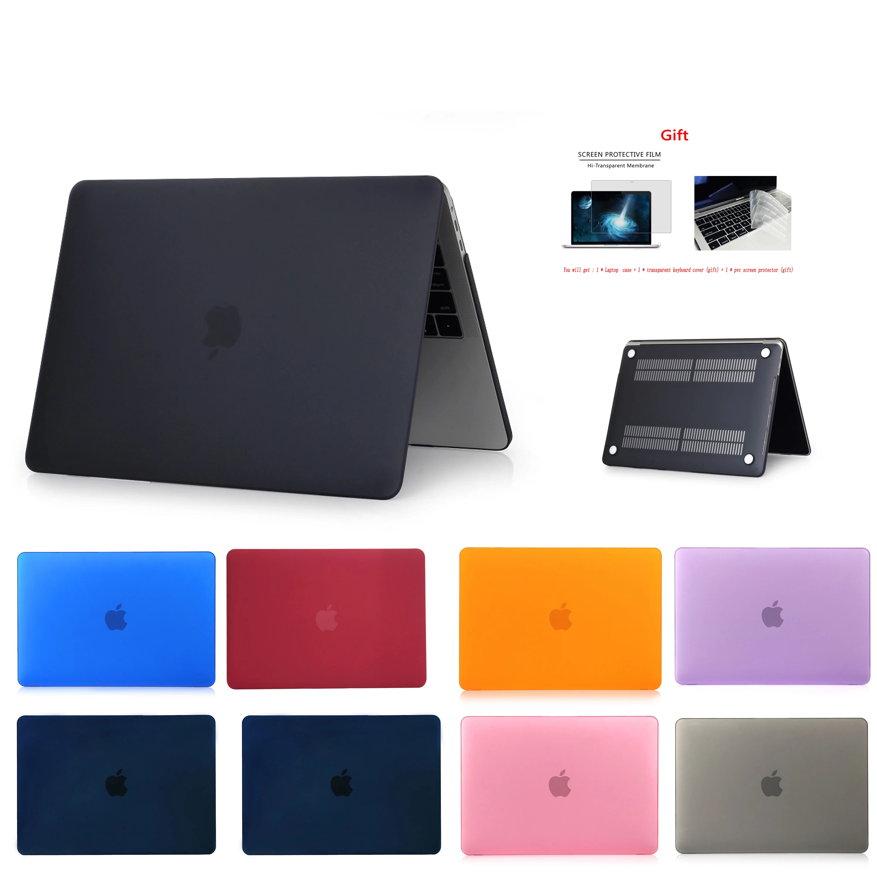 

Crystal\Matte Hard Case For Apple Macbook Air Pro Retina 11 12 13 15,for Mac book New Pro 13.3 15.4 inch With Touch Bar+Gift