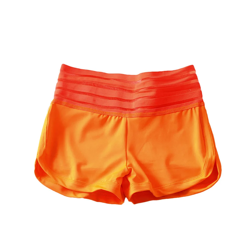 Summer Neon Green Pockets Shorts For Women Workout Mesh High Waist Push Up Shorts Fashion Lady Fitness Casual Stretch Shorts - Цвет: tangerine