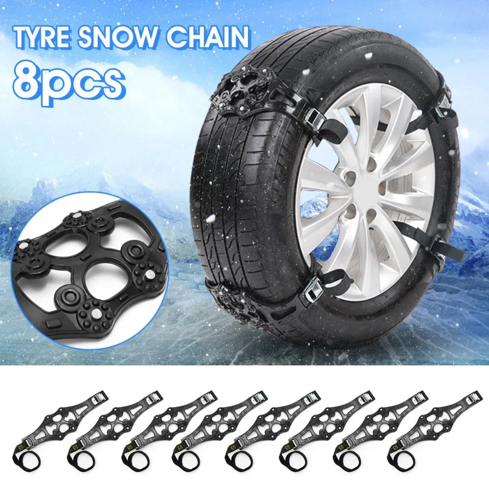 

3x 8x UNIVERSAL Black Winter Car Tire Snow Adjustable Anti-skid Safety Double Snap Skid Wheel TPU Chains For Truck