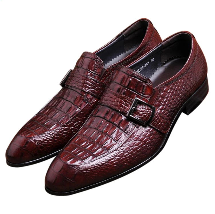 Mocasines piel auténtica de cocodrilo para hombre, zapatos vestir, de negocios, con hebilla, marrón, tostado/negro|shoes men businessshoes with - AliExpress