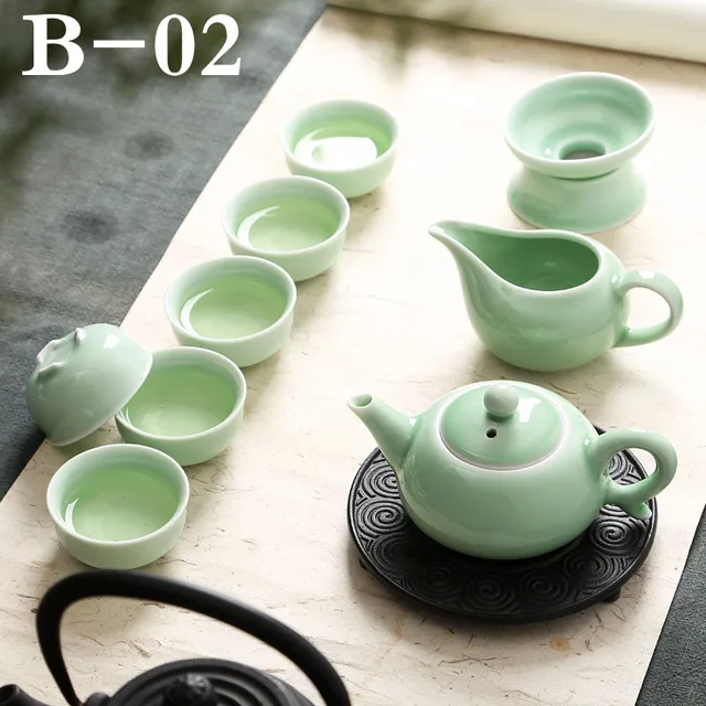 Chinese Traditional Celadon Porcelain Gong Fu Tea Set Ceramic Teapot