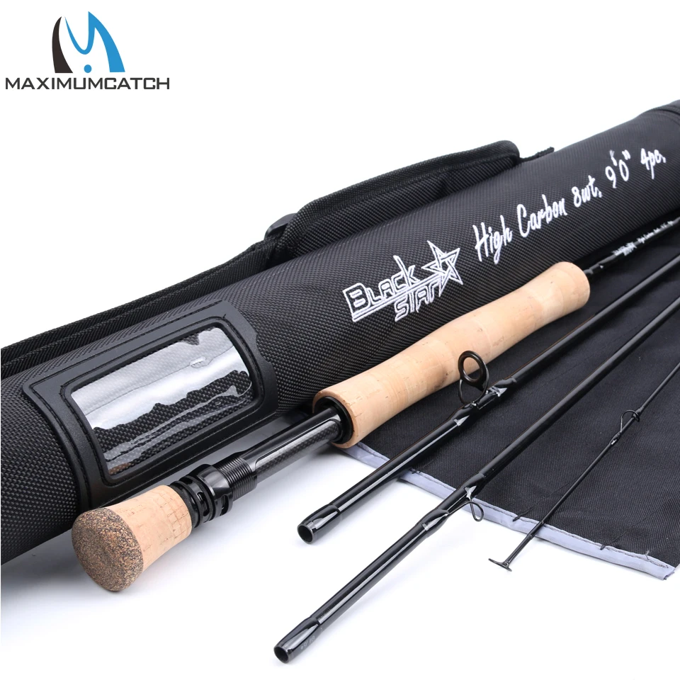 

Maximumcatch Fly Fishing Rod 9FT 8WT 4 Sec Graphite IM10 Fast Action Cordura Rod Tube Medium Light Fly Rod