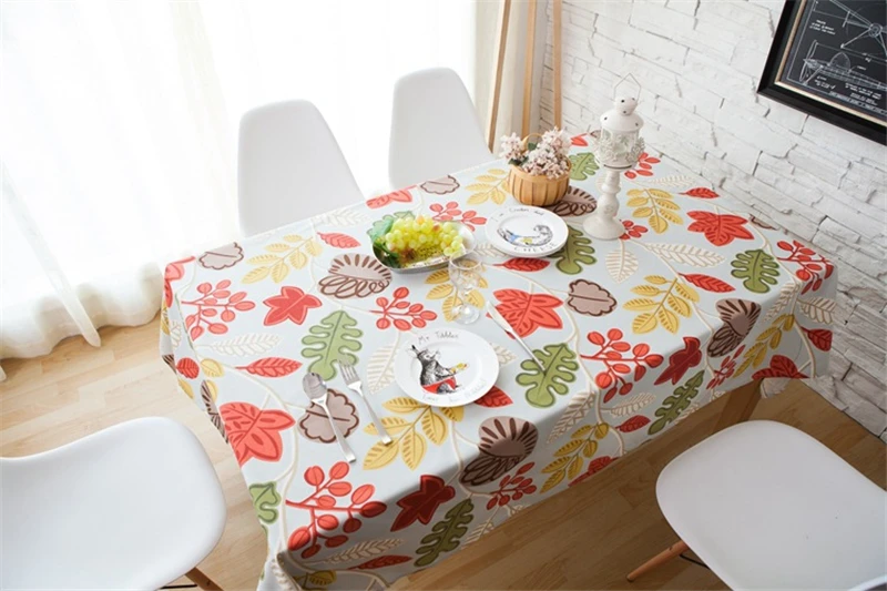Pastoral Leaves Rectangle Tablecloths Printed Cotton Polyester Tea Table Cloth For Table Dustproof Microwave Oven Cover Kitchen 