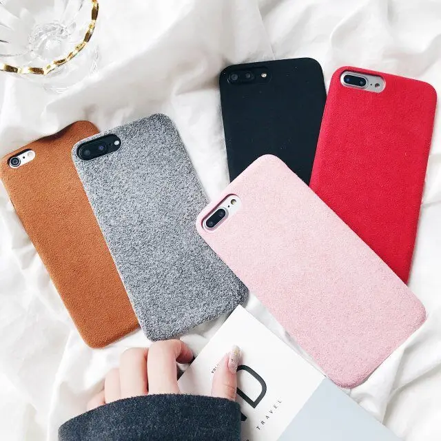 Hxairt Fashion Cute Phone Case Warm Plush 3D Back for iphone 6 6s plus 7 8 6plus X Cover |