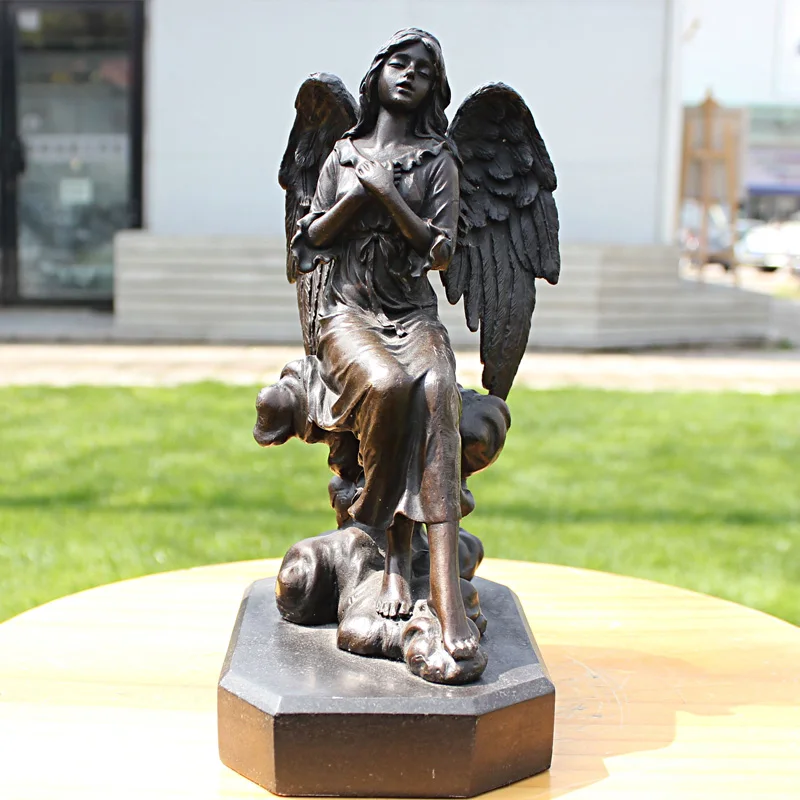 Бронзовая s-Статуэтка Angel bless для домашнего интерьера деловые подарки медная