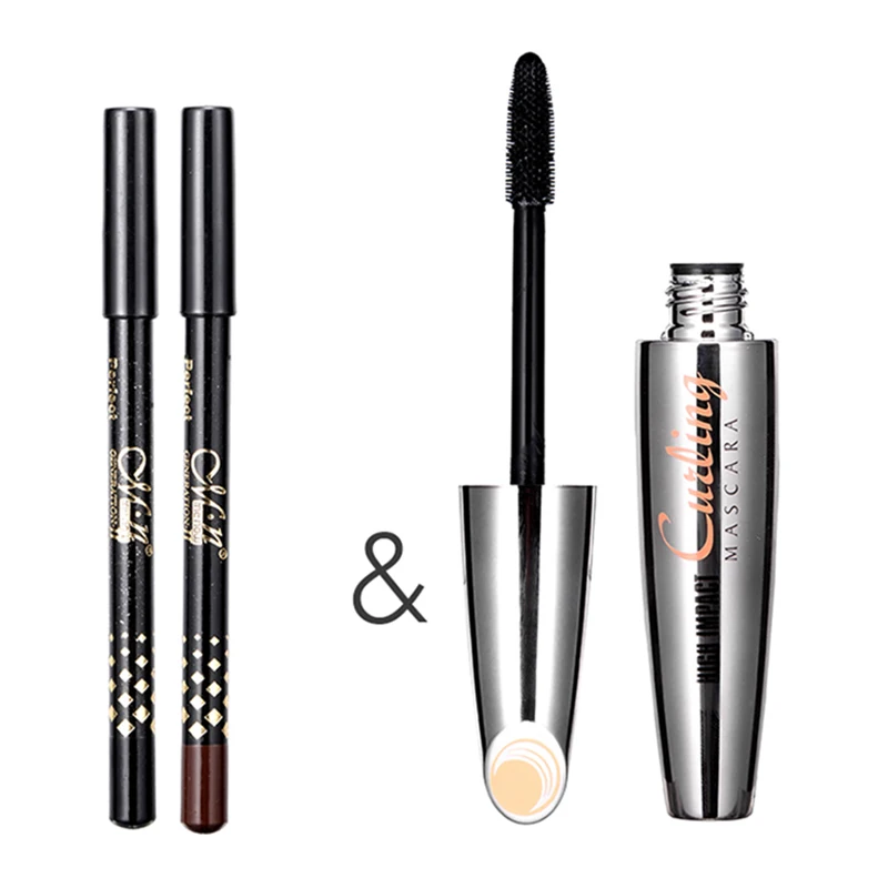 

New Makeup Set Eyelashes Mascara + 2 Eyeliner Eyes Makeup Volume Long Lasting Mascara Eyeliner Lengthening M03549