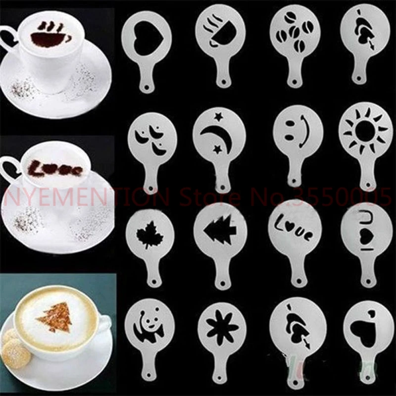 Kitchen Dining Bar 320pcs=20set Plastic Cafe Foam Spray Template Barista Stencils Tools Garland Mold Fancy Coffee Art Needles Kitchen Dining Bar 320pcs=20set Plastic Cafe Foam Spray Template Barista Stencils Tools Garland Mold Fancy Coffee Art Needles
