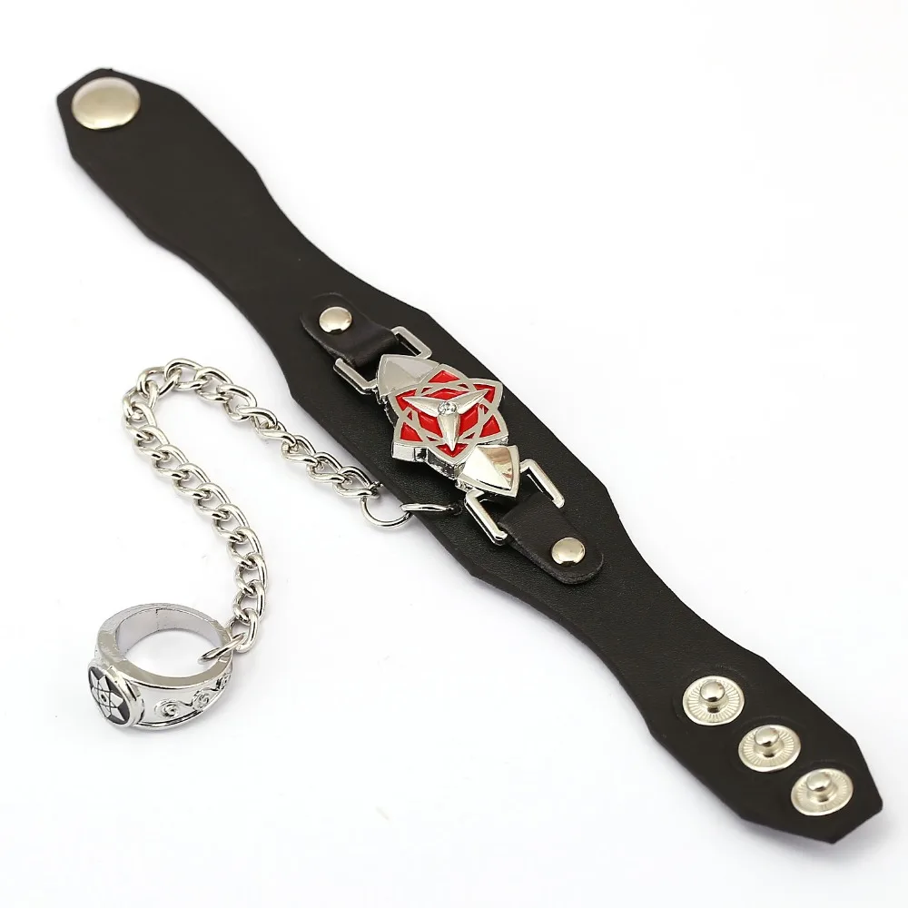 MS ювелирные изделия по Наруто кожаный браслет сасуке Шаринган браслеты аниме косплей браслет в стиле панк для мужчин и женщин