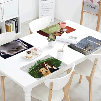 

42*32cm Cuteness Elephant Printed Table Napkins For Wedding Bowl Dining Mats Childlike Dogs Cat Kitchen Table Camping Decoration