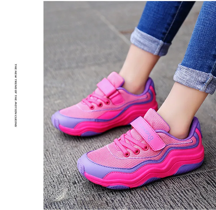 Модные Повседневные детские кроссовки; летняя дышащая легкая детская обувь; нескользящие износостойкие кроссовки для девочек; Размеры 26-37