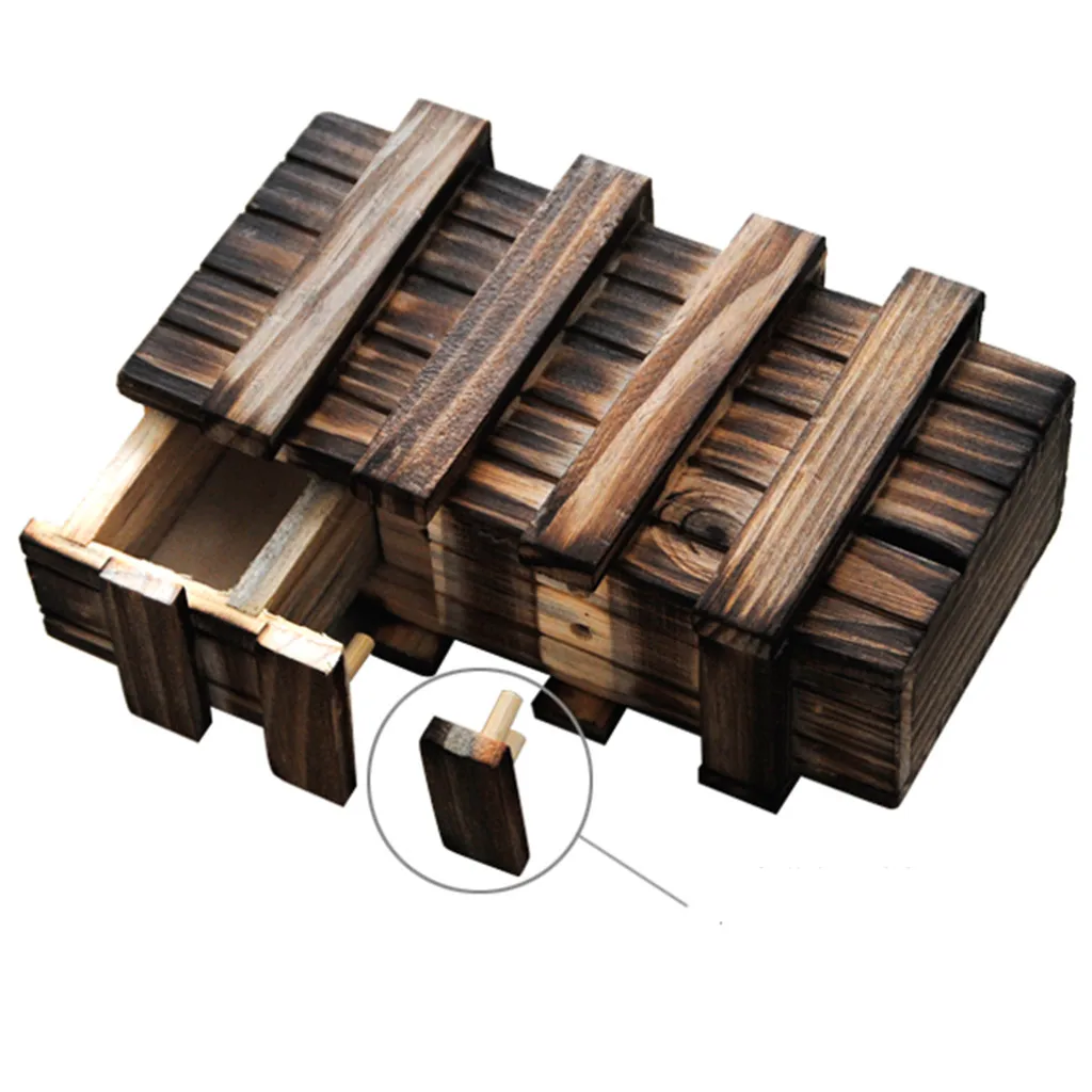 

Wooden Puzzle Box Steps Brain Trick Secret Drawer Magic IQ Test Brand Toys Educational Puzzles Anti-Stress Toys For Children
