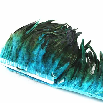 

10Meters Lake blue Chicken Rooster Tail Feather Trims Ribbon 10-15CM pheasant feathers Trim plume decoration fringe trim plumas