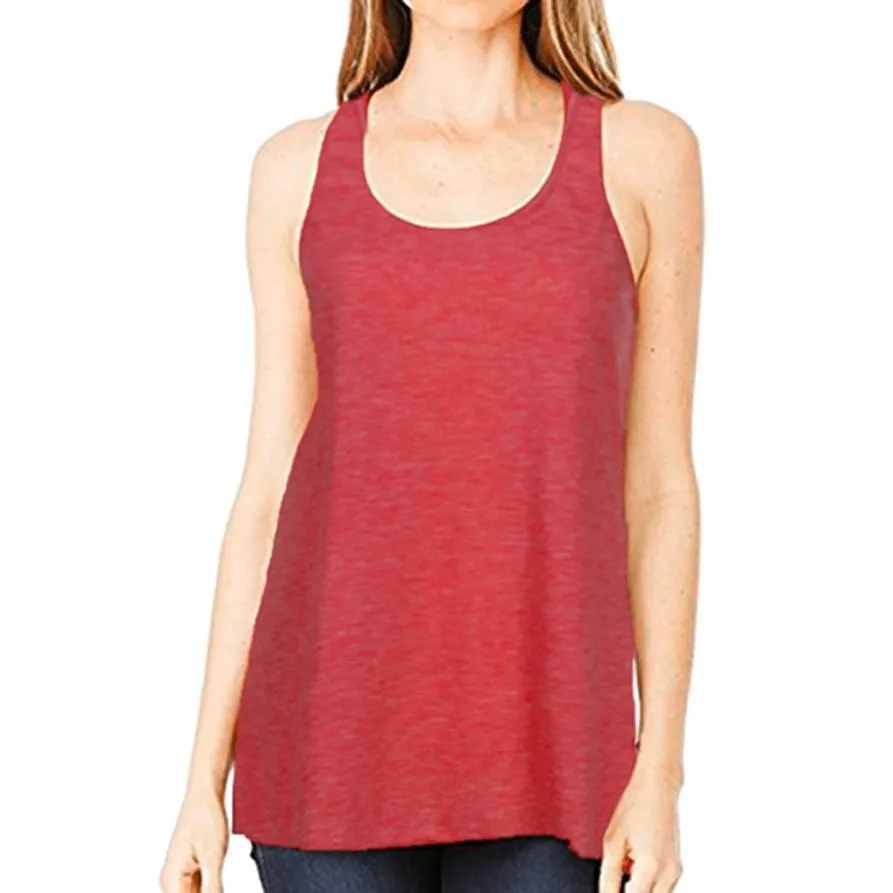 Wholesale Women Sleeveless Solid Flowy Cotton Racerback O Neck Tank Top