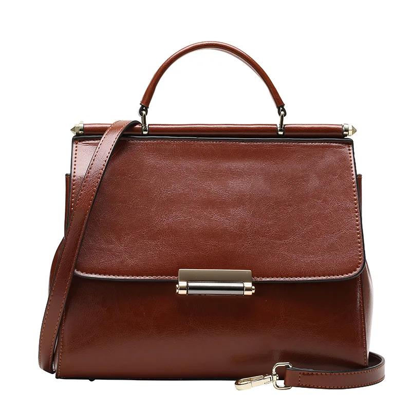 

LUODUN 2018 Casual Avant-garde Fashion Leather Bag Oil Wax Leather handbag Europe and America Ms. Shoulder Messenger Bag